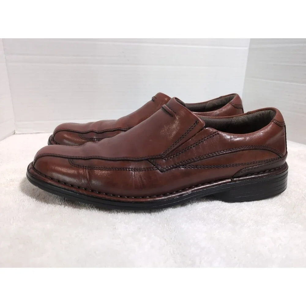 CLARKS BROWN LEATHER LOAFERS/DRESS SHOES SLIP ON MEN'S SIZE 9.5M #72554 GUC